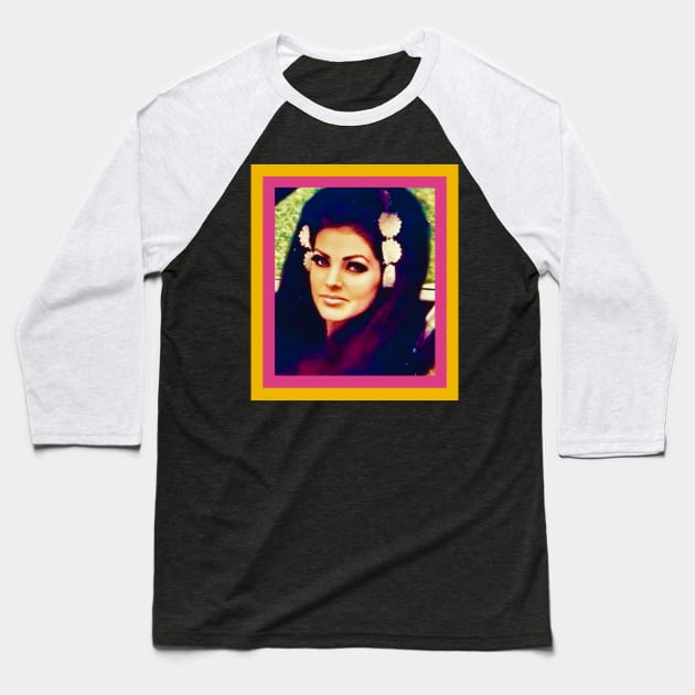 Priscilla Presley Retro Comic Design Baseball T-Shirt by PengellyArt